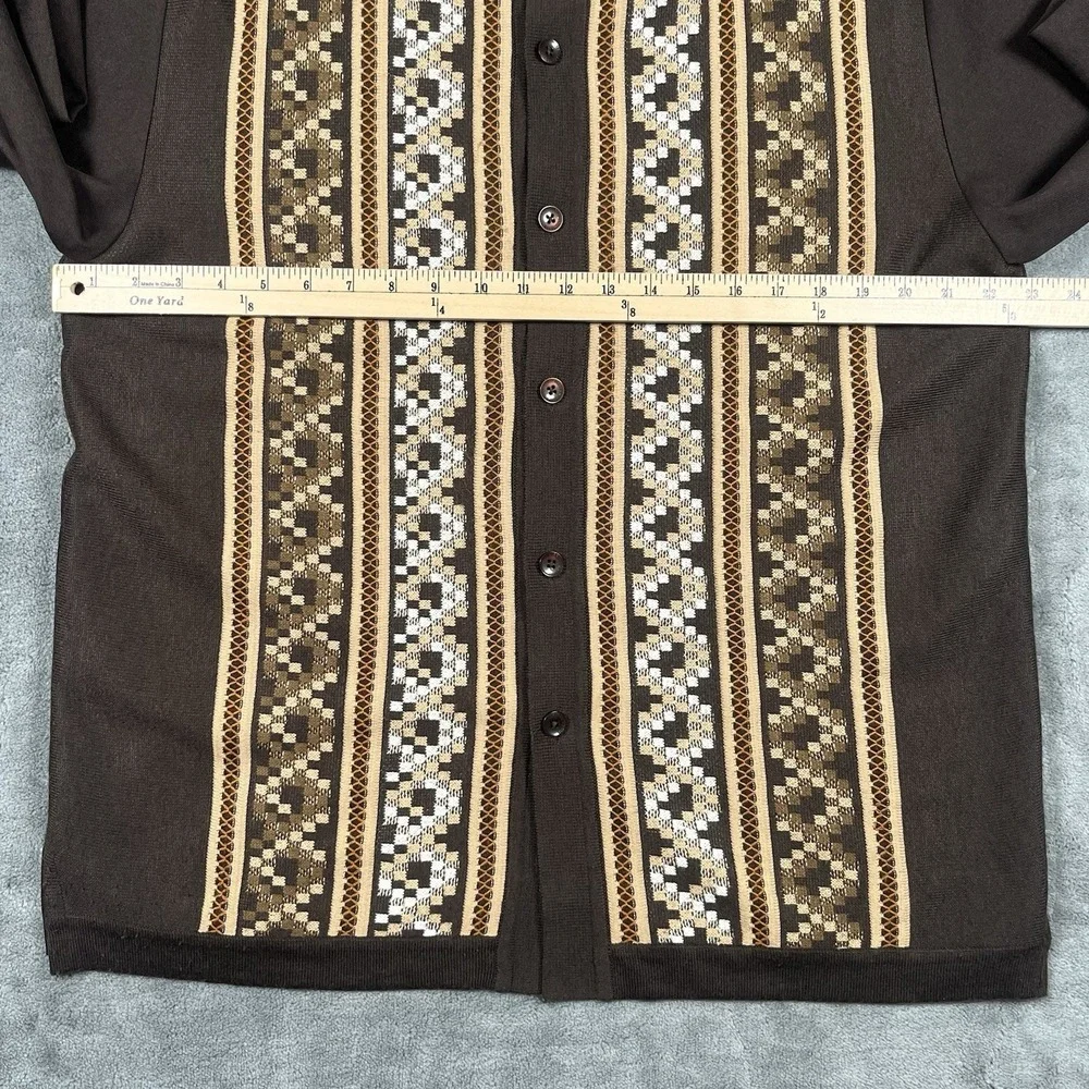 MICHAEL IRVIN 88 Men Vintage Brown Collared Knit Button Cardigan Shirt Sweater